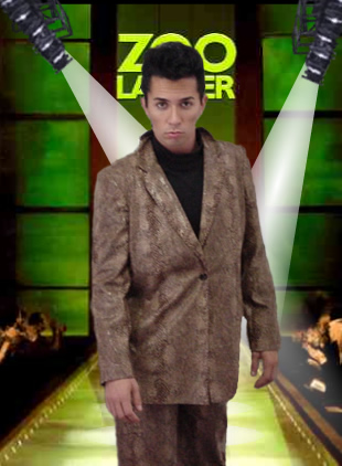 Jeff Brock as Zoolander -- full body shot